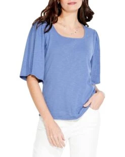 NIC+ZOE Square Neck Flutter Sleeve Tee