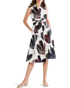 NIC+ZOE Petite Stamped Flowers Shirtdress