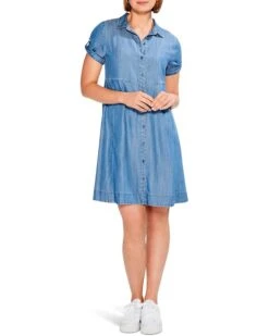 NIC+ZOE Petite Drapey Denim Shirtdress