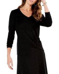 NIC+ZOE Petite Cozy Rib Twist Top