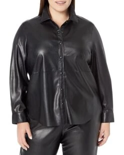 NIC+ZOE Plus Size Faux Leather Shirt