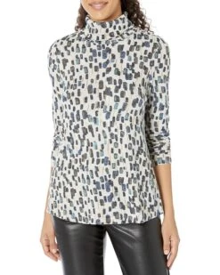 NIC+ZOE Abstract Blocks Long Sleeve Turtleneck