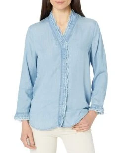 NIC+ZOE NIC+ZOE Women's Ruffled Up Denim Shirt