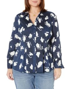 NIC+ZOE Plus Size Mosaic Blues Shirt