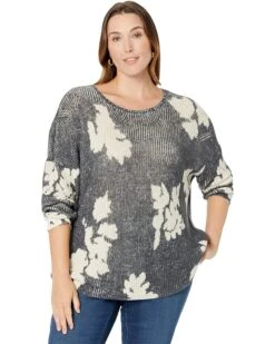 NIC+ZOE Plus Size Scattered Florals Sweater