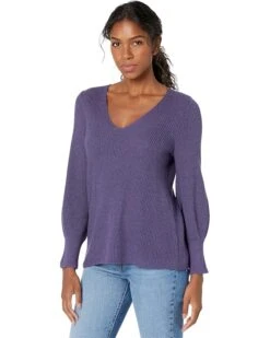 NIC+ZOE Petite Shaker Knit V-Neck Sweater