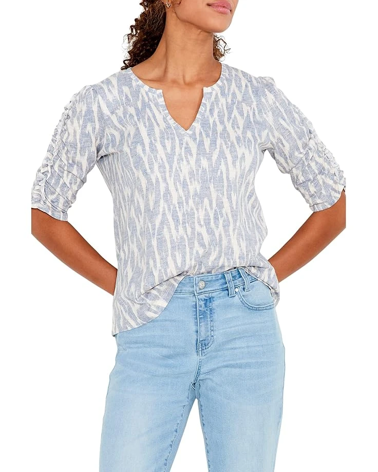 NIC+ZOE Ikat Ruched Elbow Sleeve Split-Neck Tee NIC+ZOE Ikat Ruched Elbow Sleeve Split-Neck Tee -Nic+Zoe 81cpndOWu6L. AC SR736920