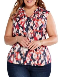 NIC+ZOE Plus Size Floral Ikat Live In Tank