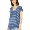 NIC+ZOE Striped Short Sleeve V-Neck Asymmetrical Tee -Nic+Zoe 81qz7EjefML. AC SR736920