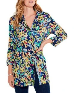 NIC+ZOE Bold Blossoms Crinkle Shirt