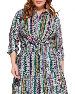 NIC+ZOE Plus Size Flower Field Crinkle Shirt