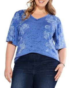 NIC+ZOE Plus Size Coastline Coral Sweater