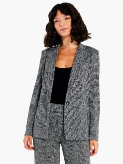 Etched Tweed Knit Blazer BLACK MULTI