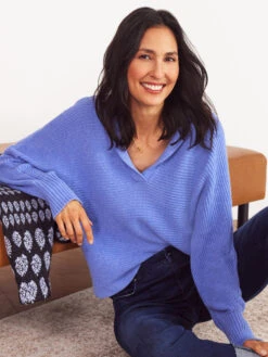 Drape Collar Shaker Sweater IRIS