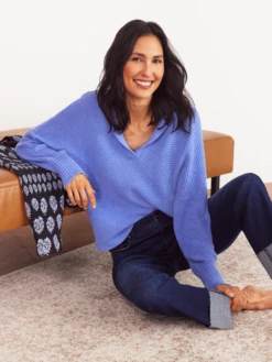 Drape Collar Shaker Sweater IRIS -Nic+Zoe F231111IRSPRODUCT 05