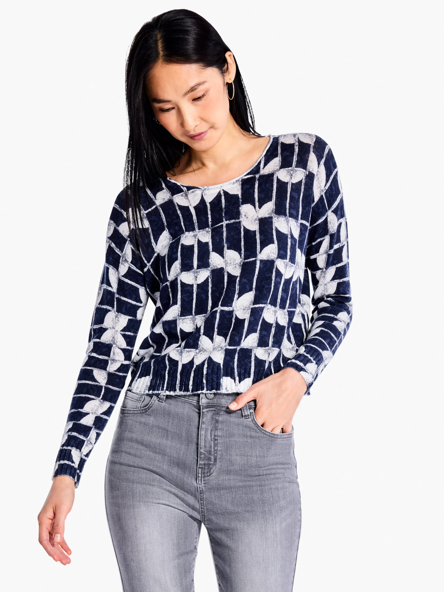 Shape Shift Sweater INDIGO MULTI Shape Shift Sweater INDIGO MULTI -Nic+Zoe F231118IMIPRODUCT 01 scaled