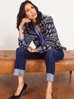 Quilted Eclipse Knit Jacket BLUE MULTI -Nic+Zoe F231127BLTPRODUCT 05