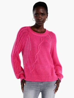 Crafted Cables Sweater PINK MULTI