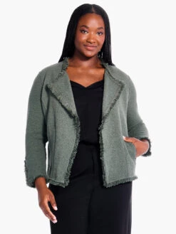 Fringe Mix Knit Jacket BRIAR