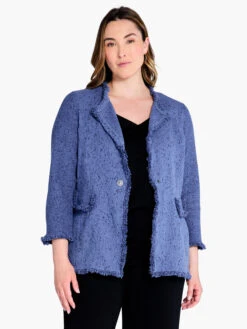 Fringe Mix Knit Blazer CORNFLOWER 5 Fringe Mix Knit Blazer CORNFLOWER -Nic+Zoe F231138WCFLPRODUCT 04