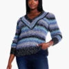 Sapphire Stripes Sweater BLUE MULTI -Nic+Zoe F231145WBLTPRODUCT 01