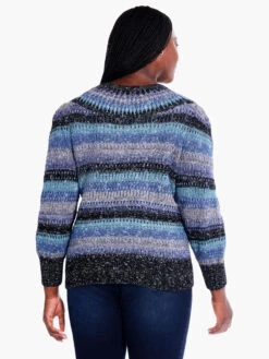 Sapphire Stripes Sweater BLUE MULTI -Nic+Zoe F231145WBLTPRODUCT 03