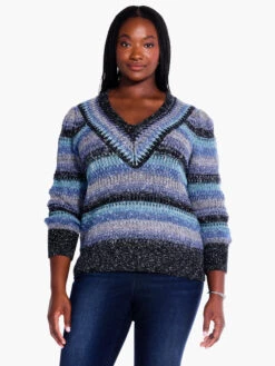 Sapphire Stripes Sweater BLUE MULTI -Nic+Zoe F231145WBLTPRODUCT 04