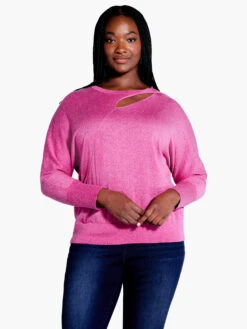 Soft Sleeve Twist Sweater Tee SHOCKING PINK