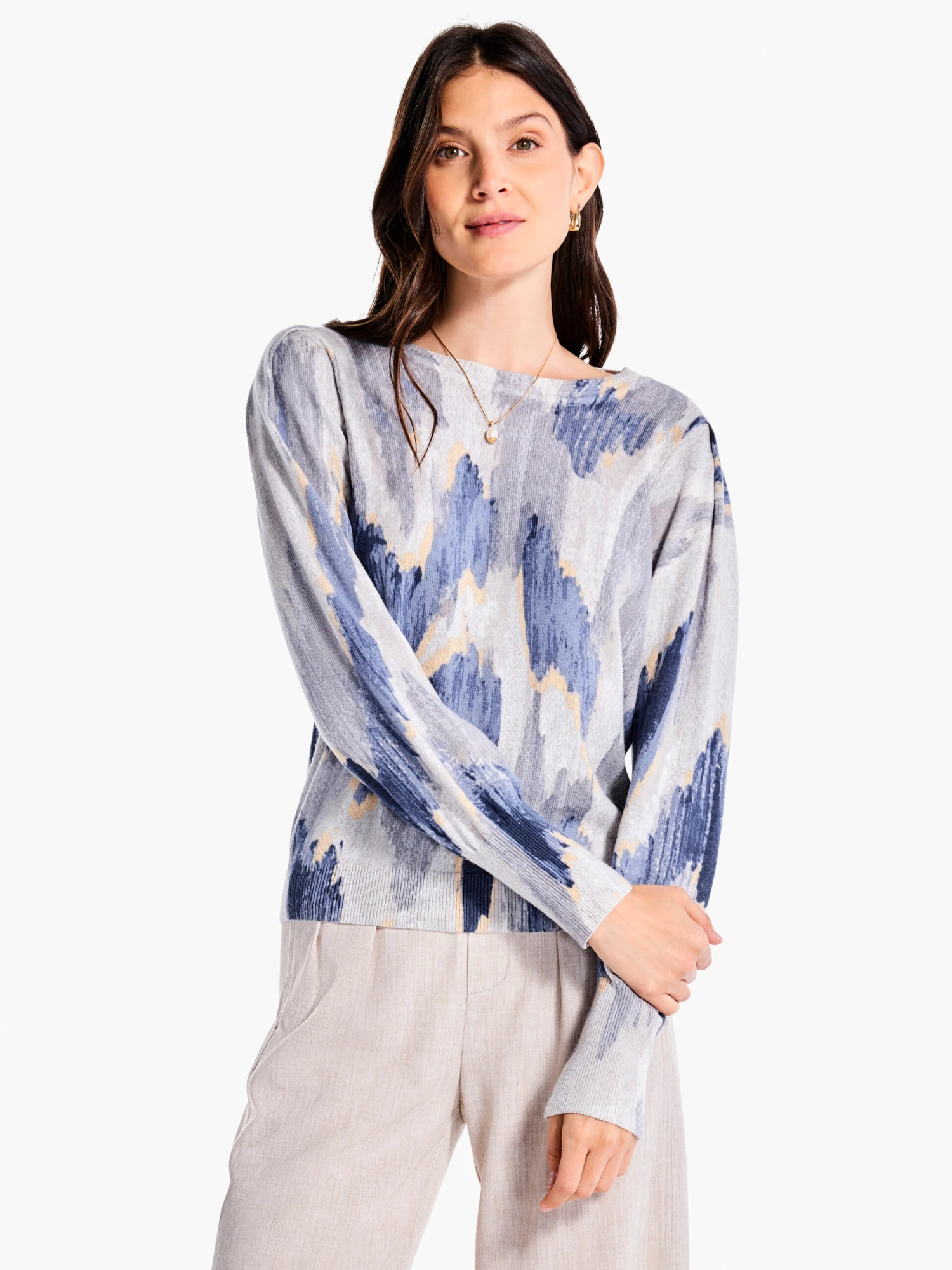 Misty Ikat Sweater GREY MULTI Misty Ikat Sweater GREY MULTI -Nic+Zoe F231163GMIPRODUCT 01 scaled