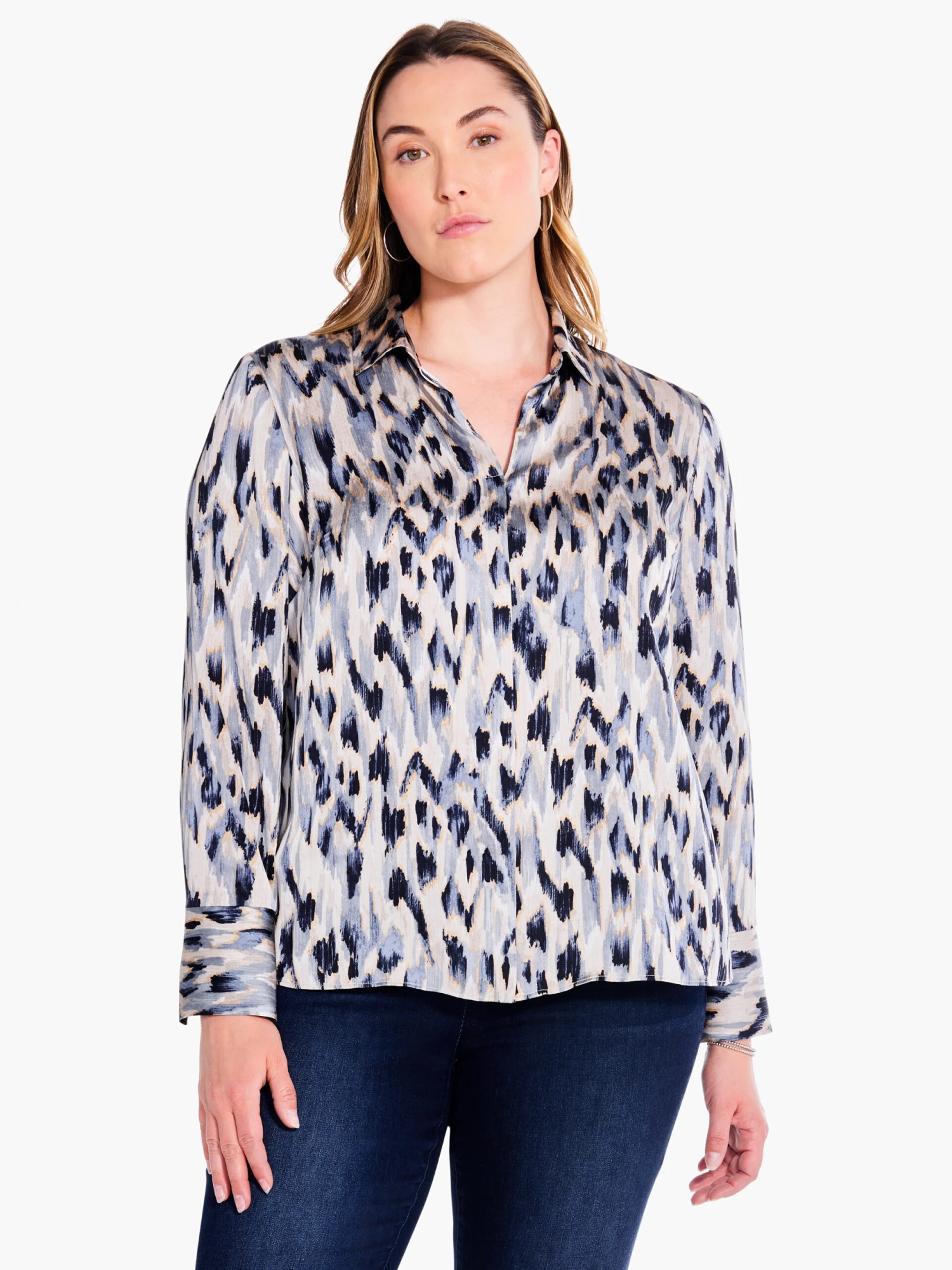 Misty Ikat Shirt GREY MULTI Misty Ikat Shirt GREY MULTI -Nic+Zoe F231615WGMIPRODUCT 04 scaled