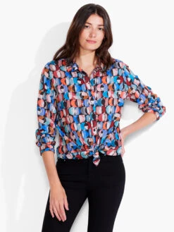 Crescent Crinkle Shirt BLUE MULTI
