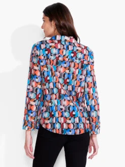 Crescent Crinkle Shirt BLUE MULTI -Nic+Zoe F231620BLTPRODUCT 03