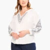 Embroidered Solstice Top WHITE MULTI -Nic+Zoe M231079WWMTPRODUCT 01