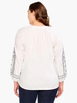 Embroidered Solstice Top WHITE MULTI -Nic+Zoe M231079WWMTPRODUCT 03