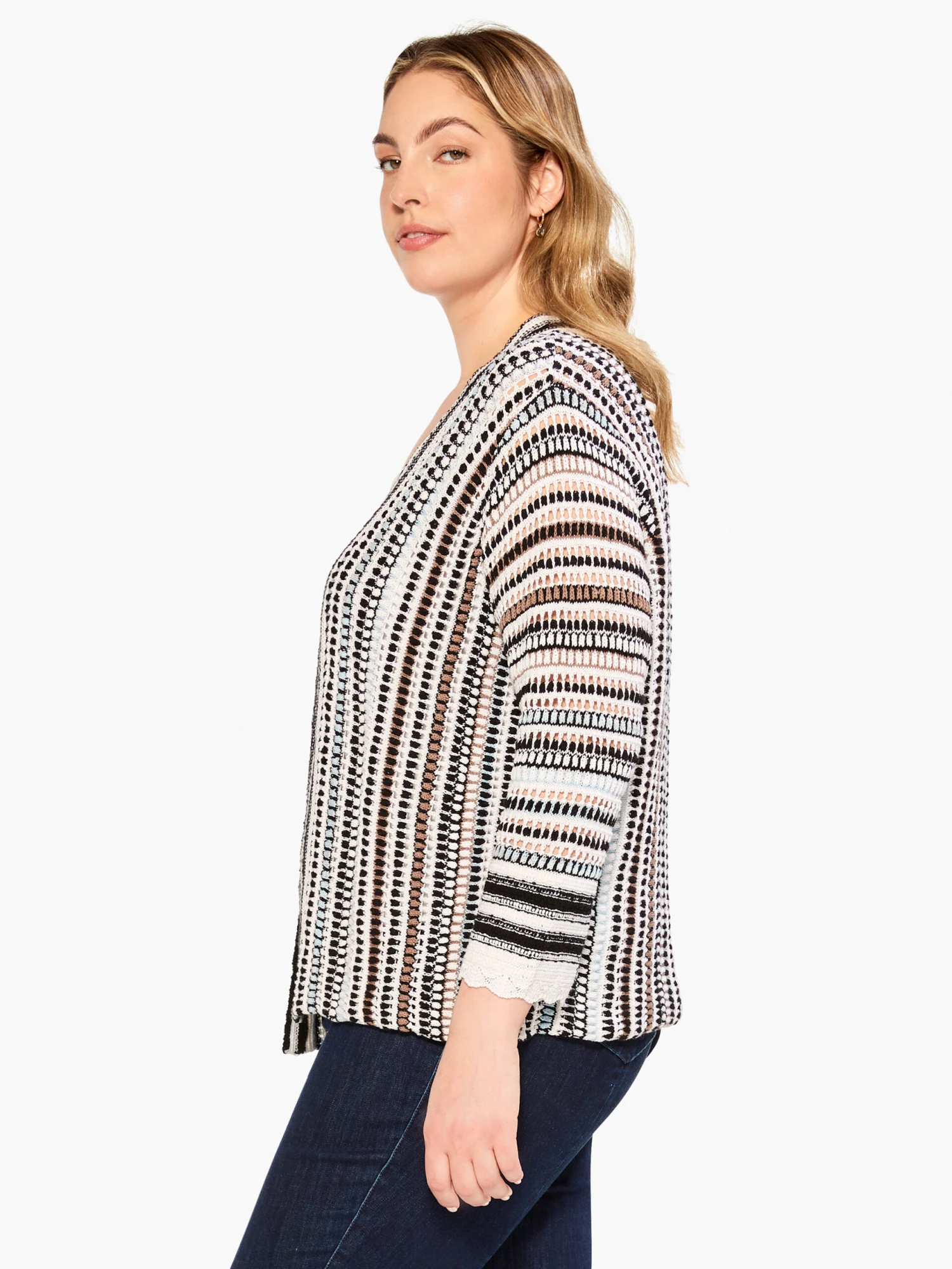 Crochet Sky Cardigan BLUE MULTI Crochet Sky Cardigan BLUE MULTI -Nic+Zoe M231105WBLTPRODUCT 02 scaled