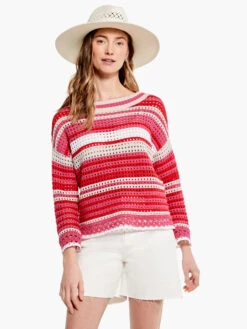 Colorful Crochet Sweater RED MULTI