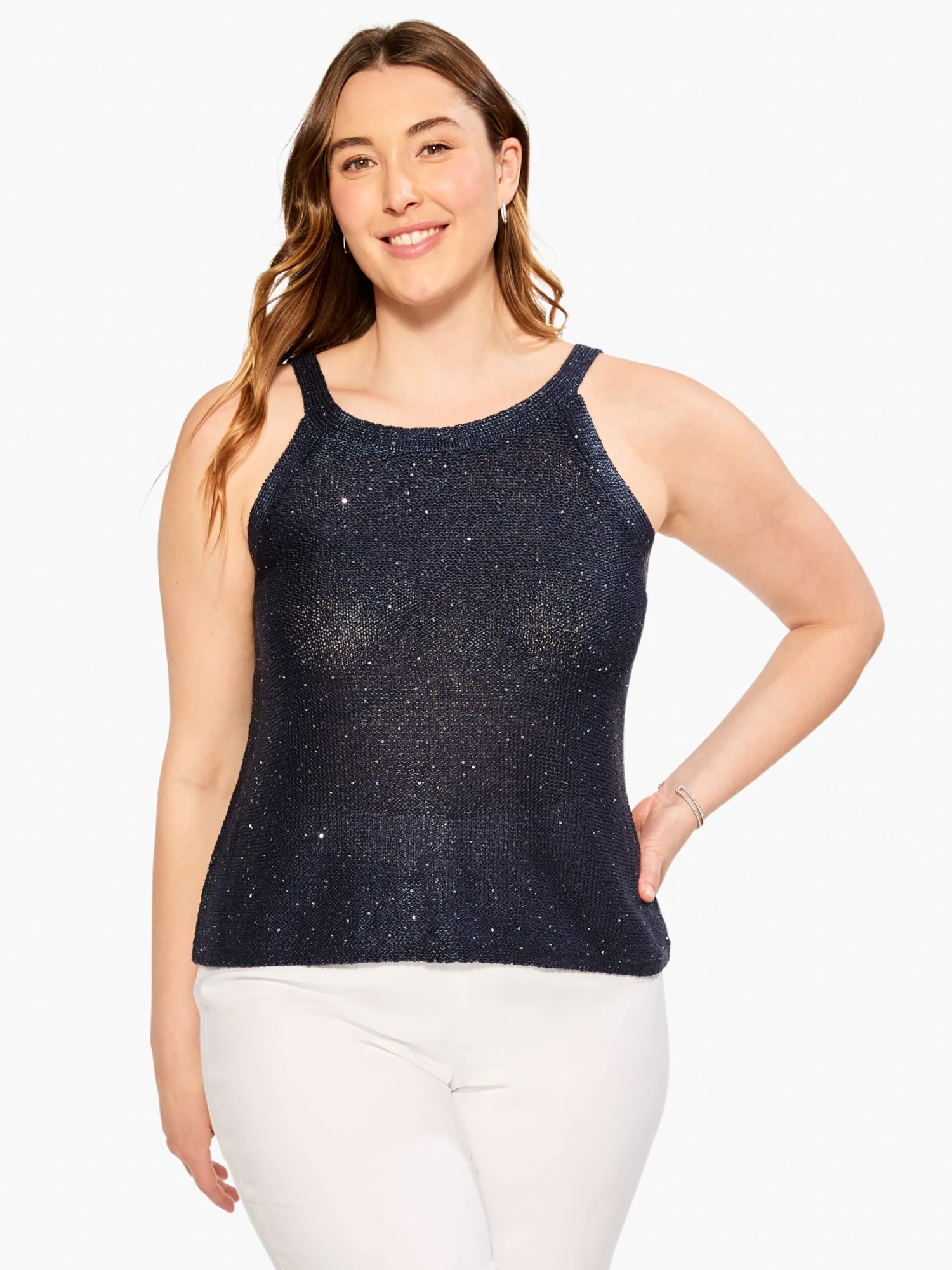 Sequin Tank DARK INDIGO Sequin Tank DARK INDIGO -Nic+Zoe M231112WDIDPRODUCT 01 scaled