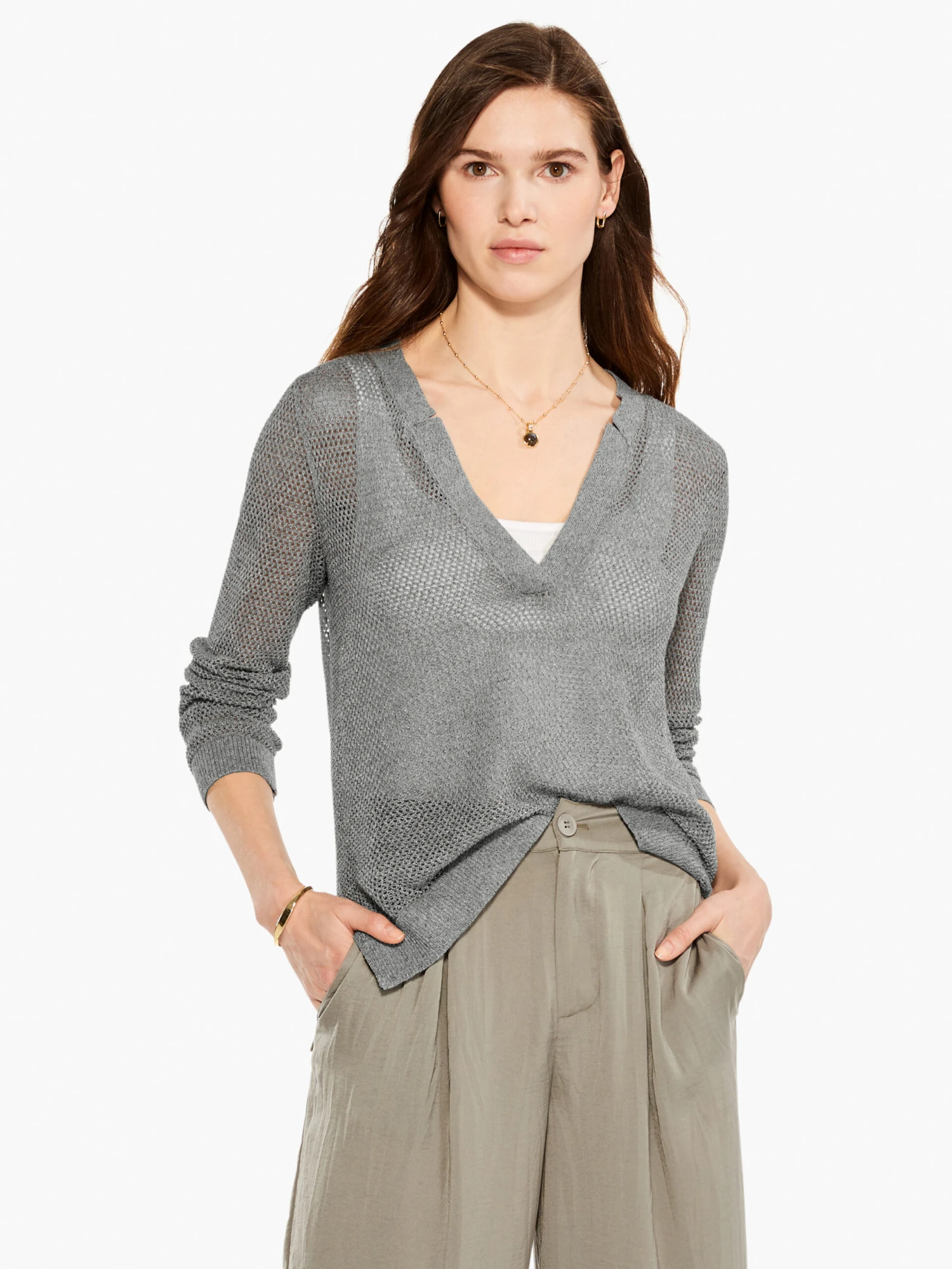 Mesh Stitch Sweater TARRAGON Mesh Stitch Sweater TARRAGON -Nic+Zoe M231116TARPRODUCT 01 scaled