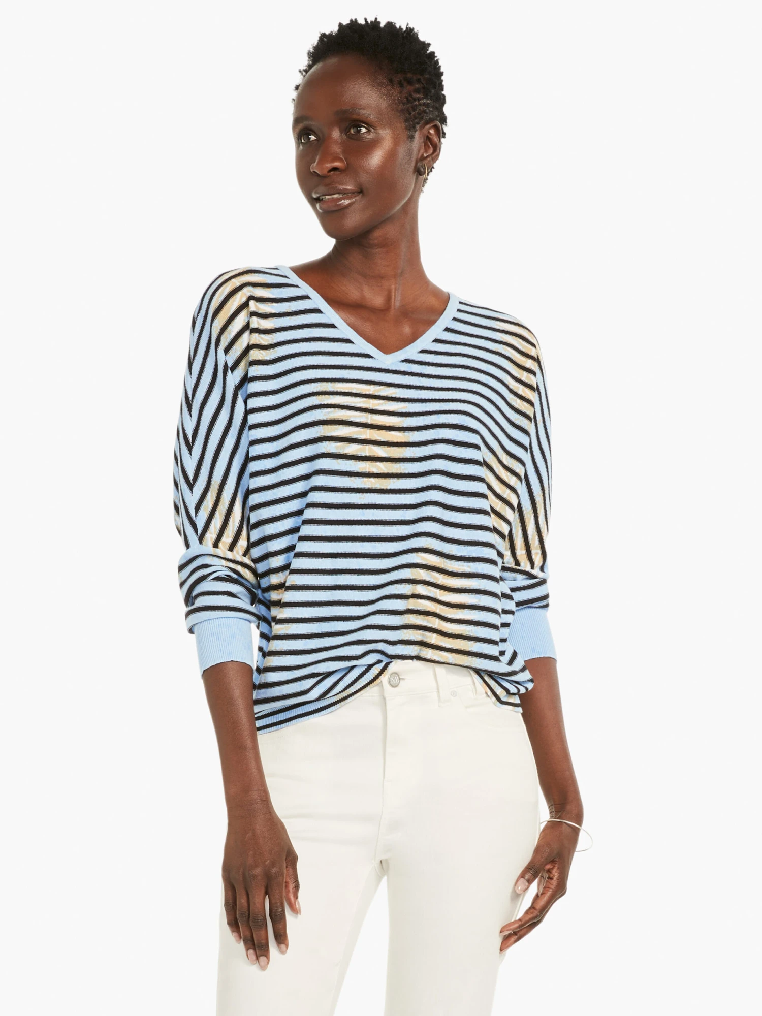 Stamped Stripes Sweater BLUE MULTI Stamped Stripes Sweater BLUE MULTI -Nic+Zoe M231122BLTPRODUCT 01 scaled