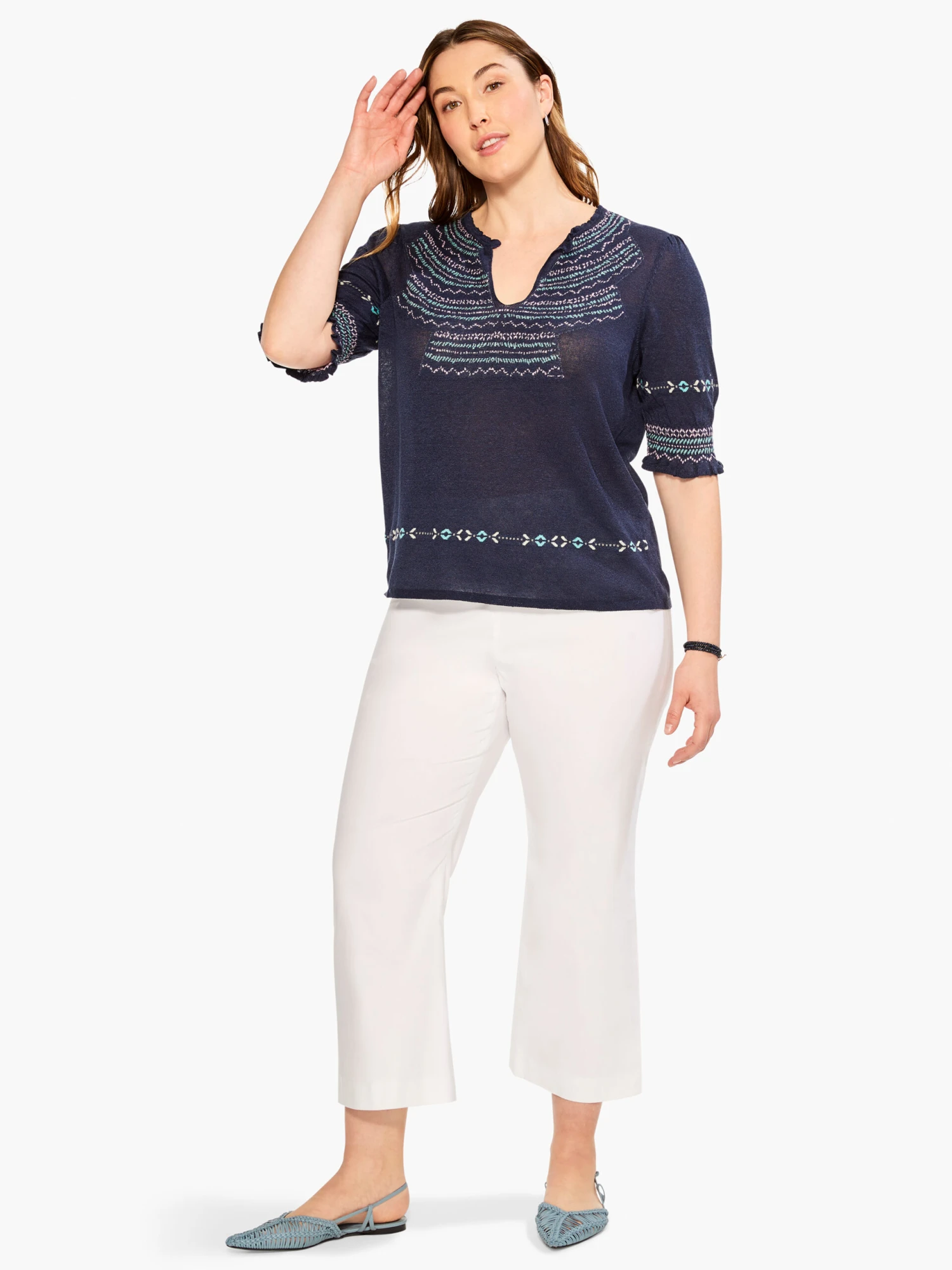 Intarsia Stitches Sweater INDIGO MULTI Intarsia Stitches Sweater INDIGO MULTI -Nic+Zoe M231125WIMIPRODUCT 04 scaled