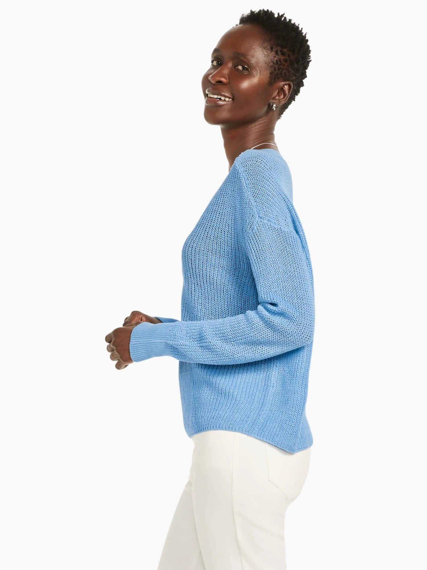 Textural V-Neck Summer Sweater ZEPHYR Textural V-Neck Summer Sweater ZEPHYR -Nic+Zoe M231131ZPRPRODUCT 02 scaled