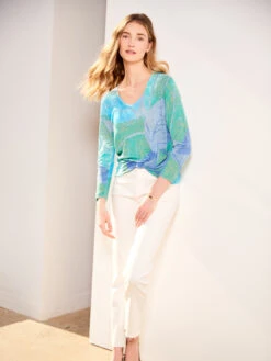 Full Bloom Sweater BLUE MULTI -Nic+Zoe M231144BLTPRODUCT 06