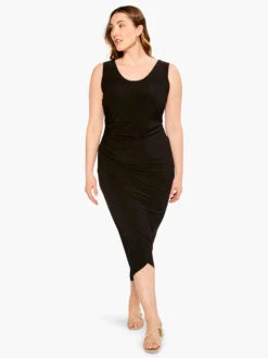 High Twist Ruched Dress BLACK ONYX