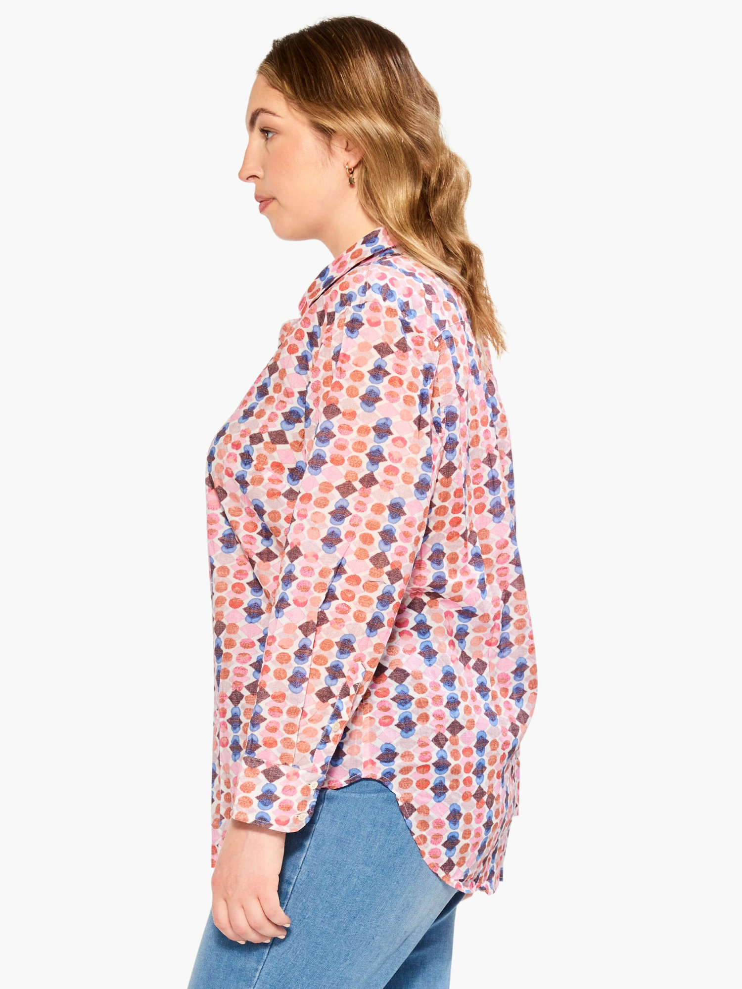 Geo Dots Boyfriend Shirt PINK MULTI Geo Dots Boyfriend Shirt PINK MULTI -Nic+Zoe M231621WPKMPRODUCT 02 scaled