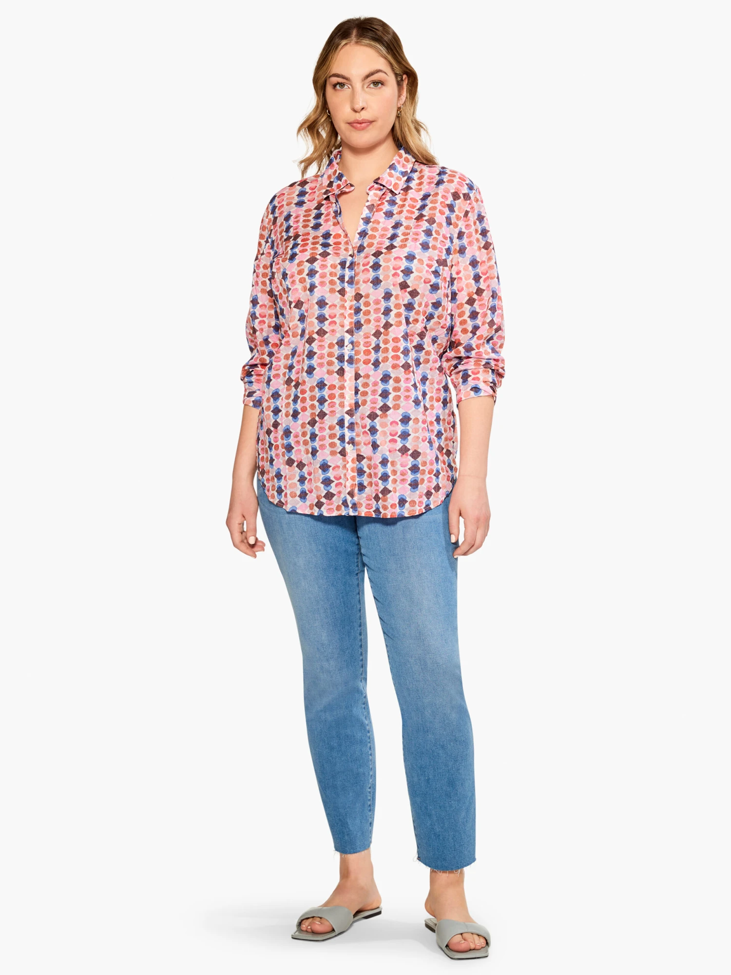 Geo Dots Boyfriend Shirt PINK MULTI Geo Dots Boyfriend Shirt PINK MULTI -Nic+Zoe M231621WPKMPRODUCT 04 scaled