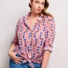 Geo Dots Boyfriend Shirt PINK MULTI -Nic+Zoe M231621WPKMPRODUCT 05