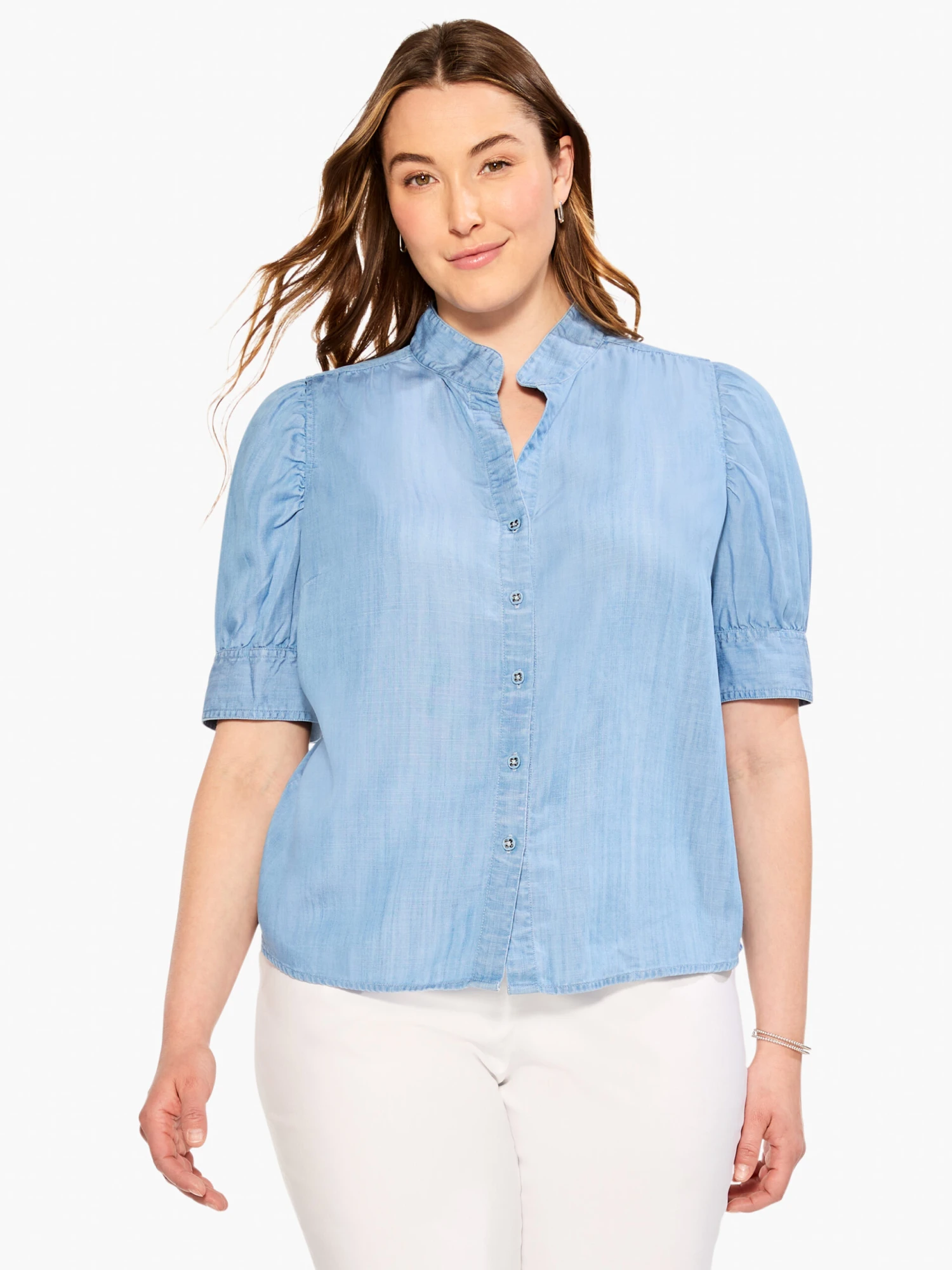 Femme Sleeve Denim Shirt MINERAL Femme Sleeve Denim Shirt MINERAL -Nic+Zoe M231622WMNRPRODUCT 01 scaled