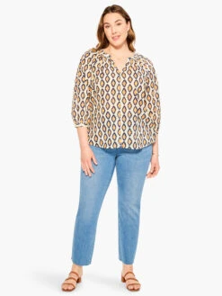 Falling Diamonds Top ORANGE MULTI -Nic+Zoe M231638WORMPRODUCT 04