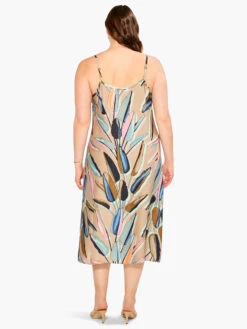 Banana Leaves Slip Dress AQUA MULTI -Nic+Zoe M231910WAQLPRODUCT 03
