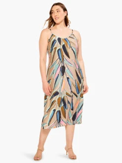 Banana Leaves Slip Dress AQUA MULTI -Nic+Zoe M231910WAQLPRODUCT 04
